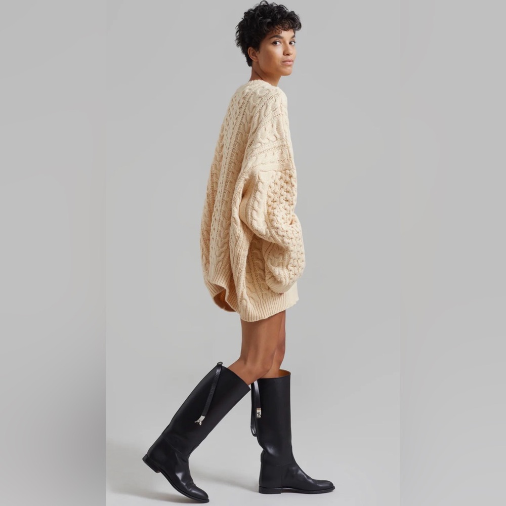 The Frankie Shop Pailey Braided Cable Knit Sweater - Cream